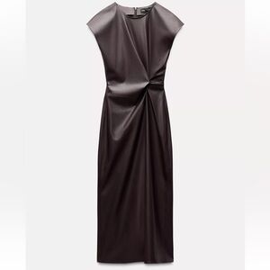 Zara Faux Leather Midi Dress